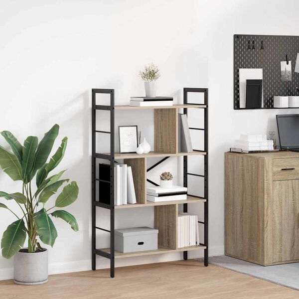 vidaXL Bookshelf Sonoma Oak 75 x 30 x 123.5 cm Engineered Wood