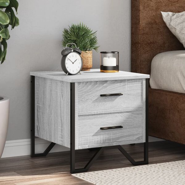 vidaXL Bedside Cabinet Grey Sonoma 40x41x40 cm Engineered Wood