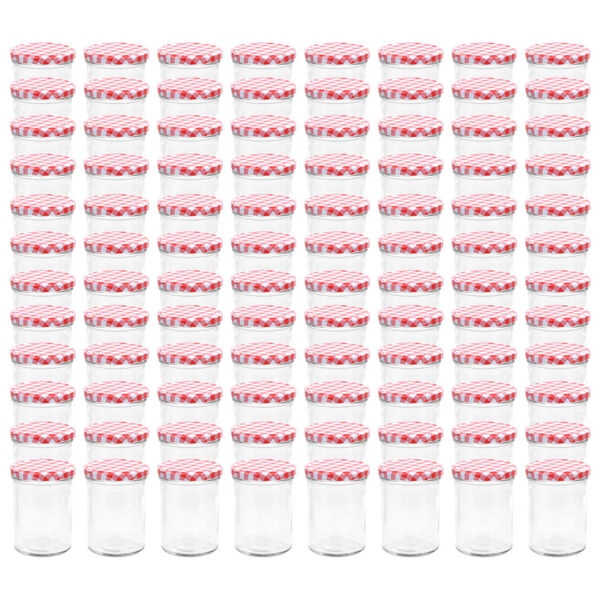 vidaXL Glass Jam Jars with White and Red Lid 96 pcs 400 ml