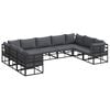 vidaXL Garden Sofa Set with Cushion 9 pcs Black Aluminium