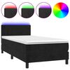vidaXL Box Spring Bed with Mattress&LED Black 100x200cm Velvet