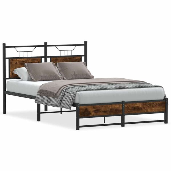 vidaXL Bed Frame without Mattress Smoked Oak 120x200 cm Engineered Wood