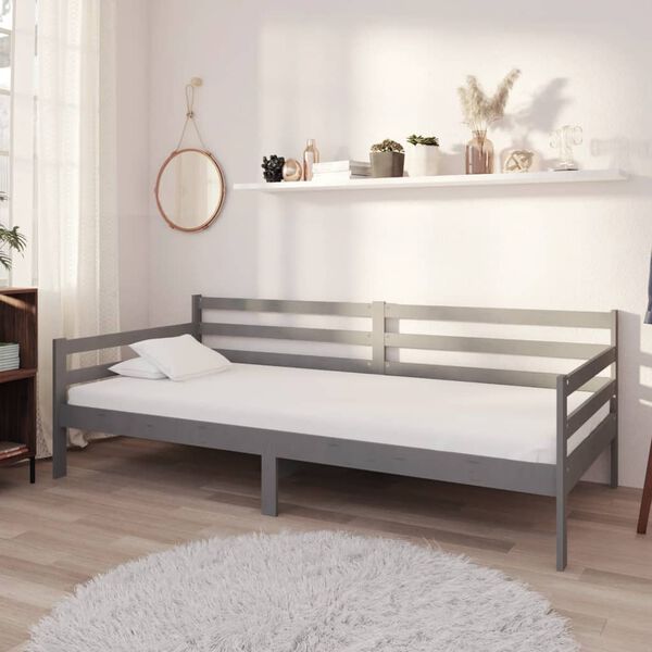 vidaXL Day Bed without Mattress Grey Solid Wood Pine 90x200cm