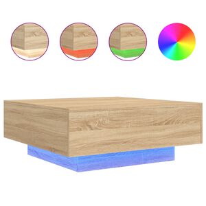 vidaXL Coffee Table with LED Lights Sonoma Oak 80x80x31 cm