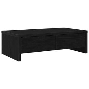 vidaXL Monitor Stand with Drawers Black Oak 50x27x15 cm Engineered Wood