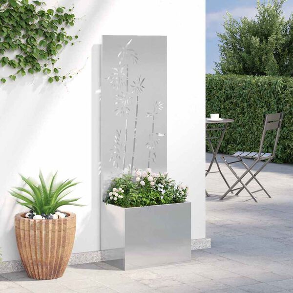 vidaXL Garden Privacy Screen Floral Sliver 50 x 140 cm Stainless steel