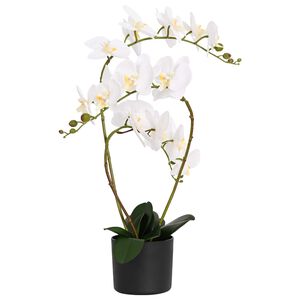 vidaXL Artificial Orchid Plant with Pot White 45 x 15 x 65 cm