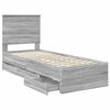 vidaXL Bed Frame with Drawer Grey Sonoma 75 x 190 cm Engineer Wood