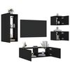 vidaXL 4 Piece TV Wall Cabinets with LED Lights Black