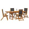 vidaXL 5 Piece Garden Dining Set Solid Wood Acacia and Textilene
