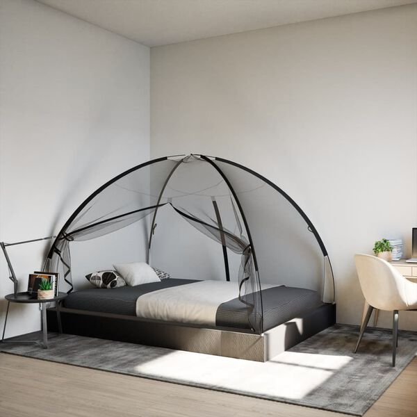 vidaXL Mosquito Net Mongolia with Doors 220 Mesh&nbsp;Black&nbsp;200x150x140 cm