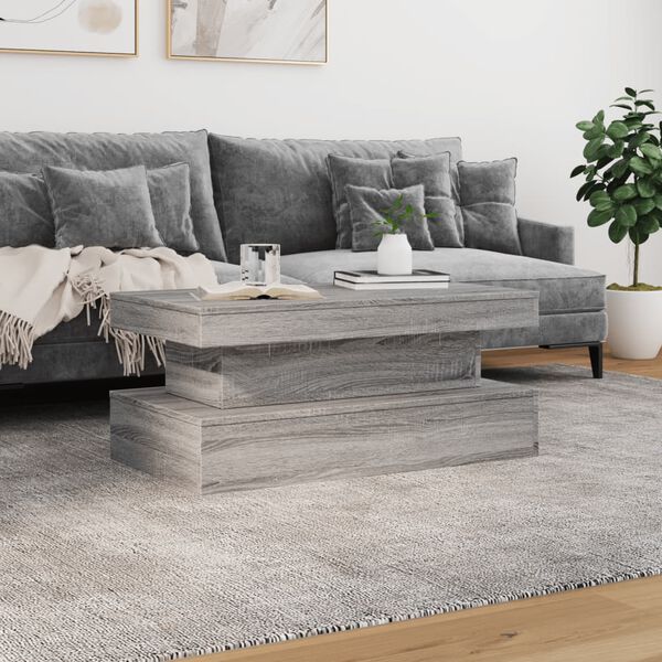 vidaXL Coffee Table with LED Lights Grey Sonoma 90x50x40 cm