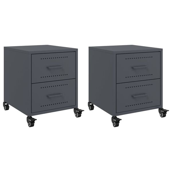 vidaXL Bedside Cabinets 2 pcs Anthracite 36x39x43.5 cm Steel