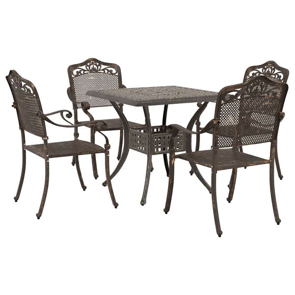 vidaXL Garden Table Set 5 pcs Bronze Cast Aluminium
