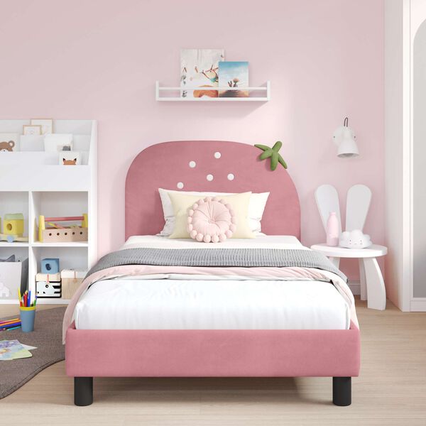 vidaXL Children's Bed Frame with Headboard Pink 80 x 200 cm Velvet
