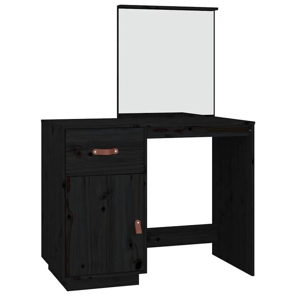 vidaXL Dressing Table Black 95x50x134 cm Solid Wood Pine