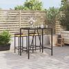 vidaXL Bar Table with Glass Top Black 110x70x110 cm Poly Rattan