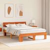 vidaXL Bed Frame with Headboard Wax Brown 140 x 200 cm Solid Pine Wood