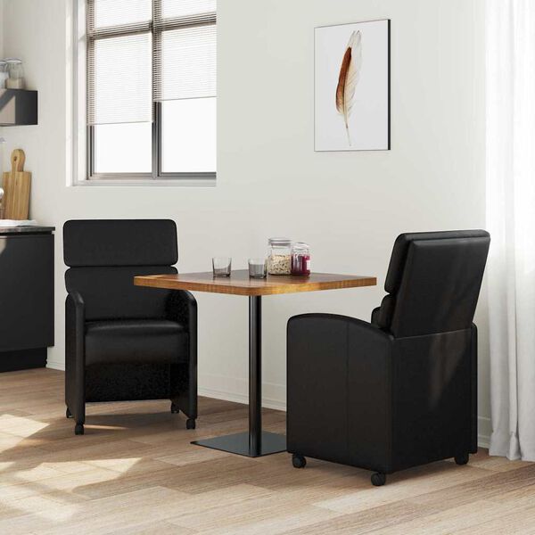 vidaXL Dining Chairs with Wheels 2 pcs Black 58 x 65 x 98 cm