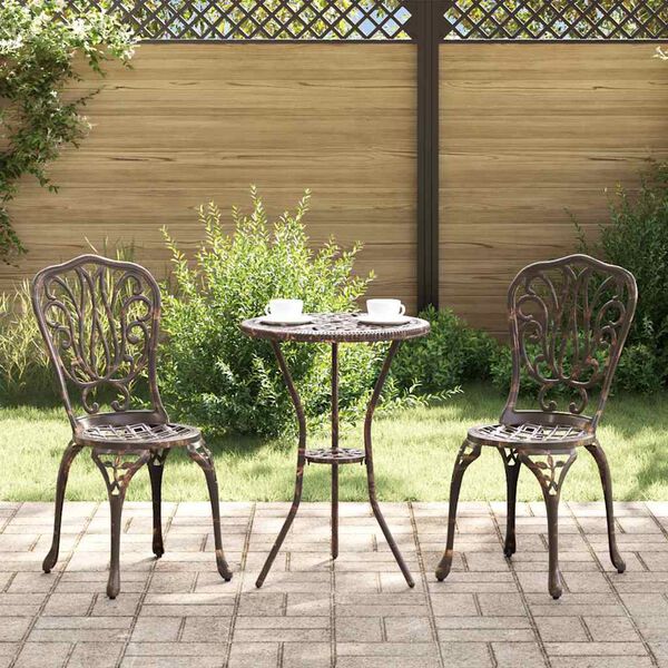 vidaXL Garden Bistro Set 3 pcs Bronze Aluminium