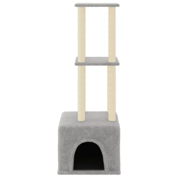 vidaXL Cat Tree with Sisal Scratching Posts Light Grey 133.5 cm