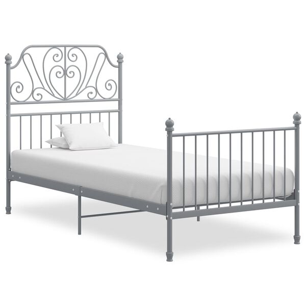 vidaXL Bed Frame without Mattress Grey Metal 100x200 cm