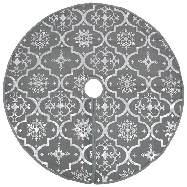 vidaXL Luxury Christmas Tree Skirt with Sock Grey 150 cm Fabric