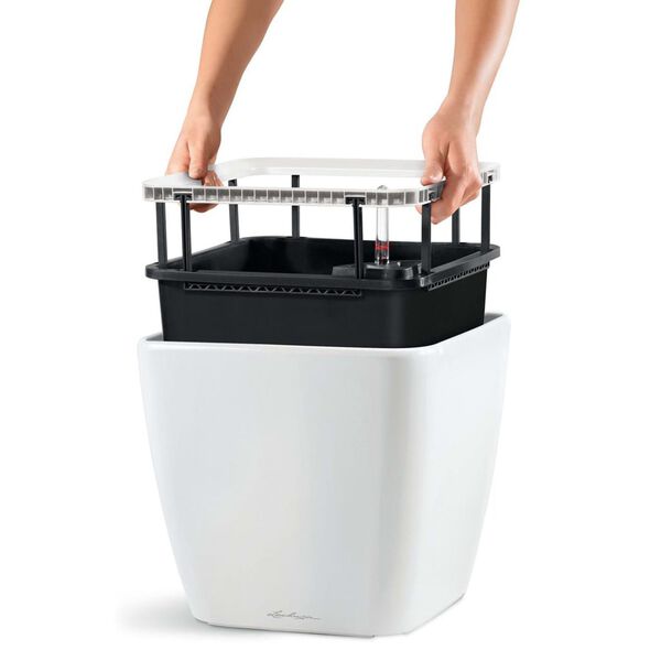 LECHUZA Planter QUADRO LS 35 ALL-IN-ON High-Gloss White 16160
