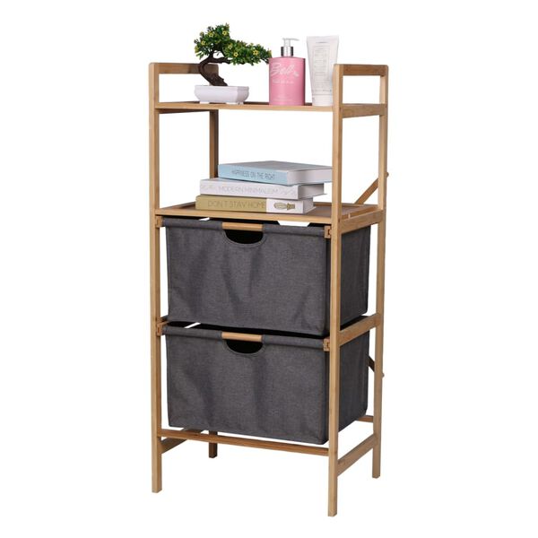HI Multi-functional Bathroom Shelf with 2 Drawers 42.3x33x96 cm Bamboo