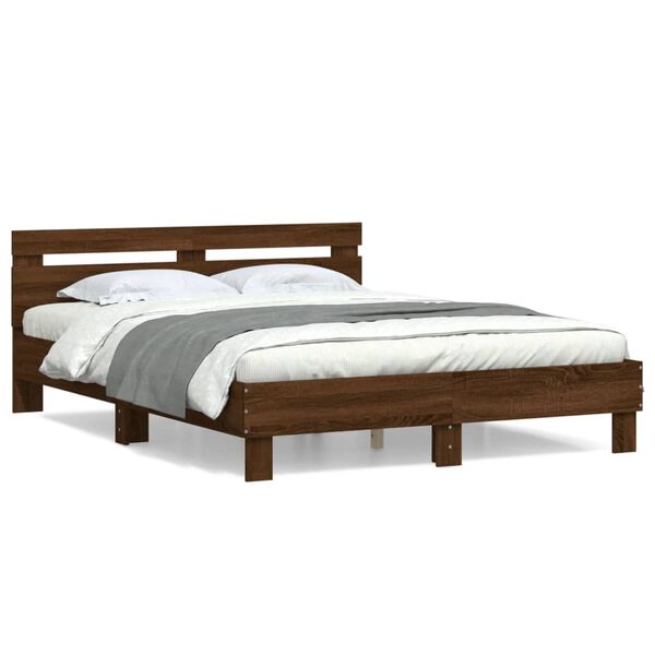 vidaXL Bed Frame without Mattress Brown Oak 150x200 cm King Size