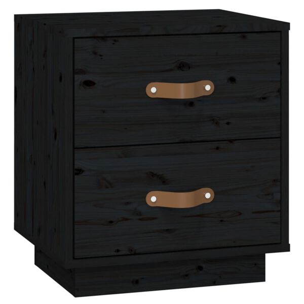 vidaXL Bedside Cabinet Black 40x34x45 cm Solid Wood Pine