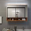 vidaXL LED Bathroom Mirror Cabinet Oak 80x15x60 cm MDF