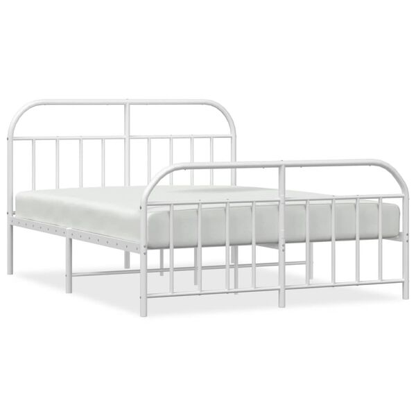 vidaXL Metal Bed Frame without Mattress with Footboard White 160x200cm
