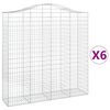 vidaXL Arched Gabion Baskets 6 pcs 200x50x200/220 cm Galvanised Iron