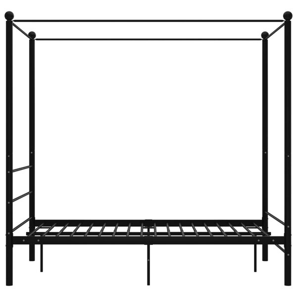 vidaXL Canopy Bed Frame without Mattress Black Metal 120x200 cm