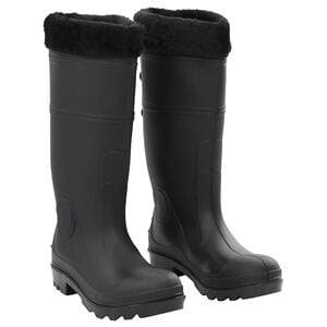 vidaXL Rain Boots with Removable Socks Black Size 38 PVC
