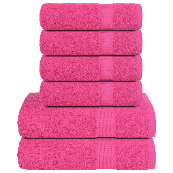 vidaXL 6 Piece Towel Set "FROGN" Pink 100% Cotton