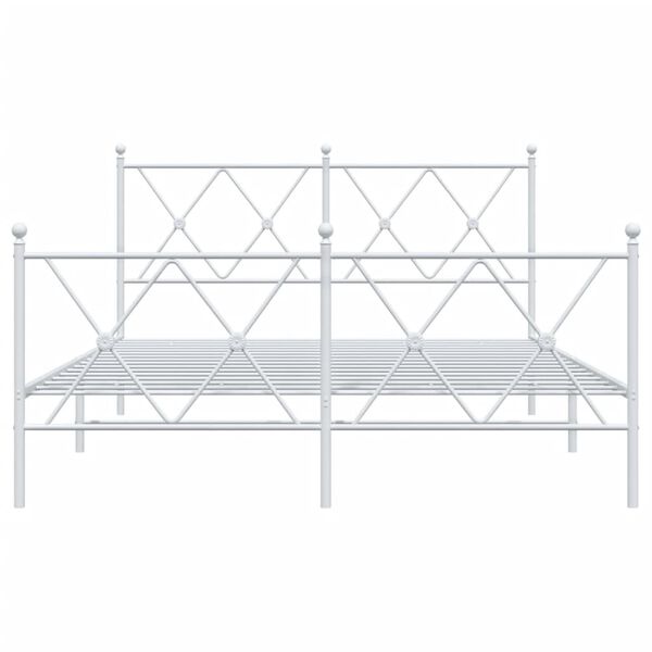 vidaXL Metal Bed Frame without Mattress with Footboard White 137x190cm