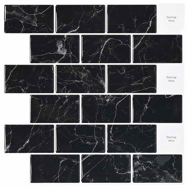 vidaXL Subway Tile 10 pcs Black Marble 30.5 x 30.5 cm