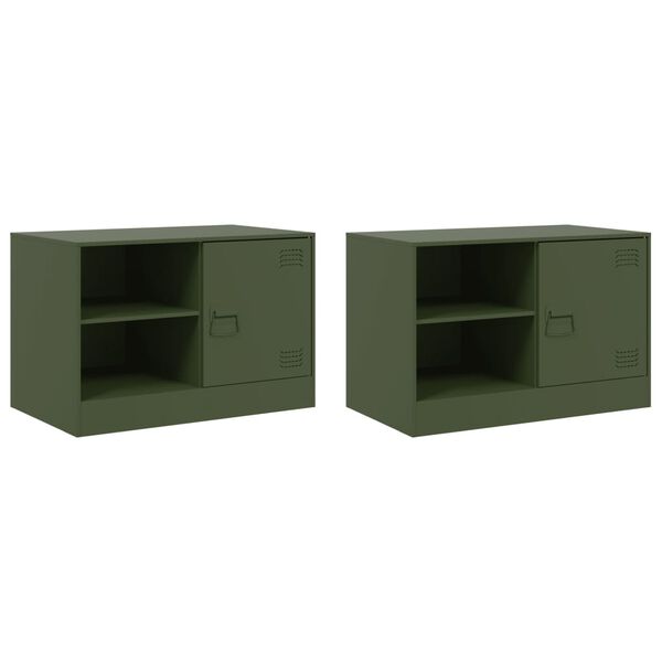 vidaXL TV Cabinets 2 pcs Olive Green 67x39x44 cm Steel
