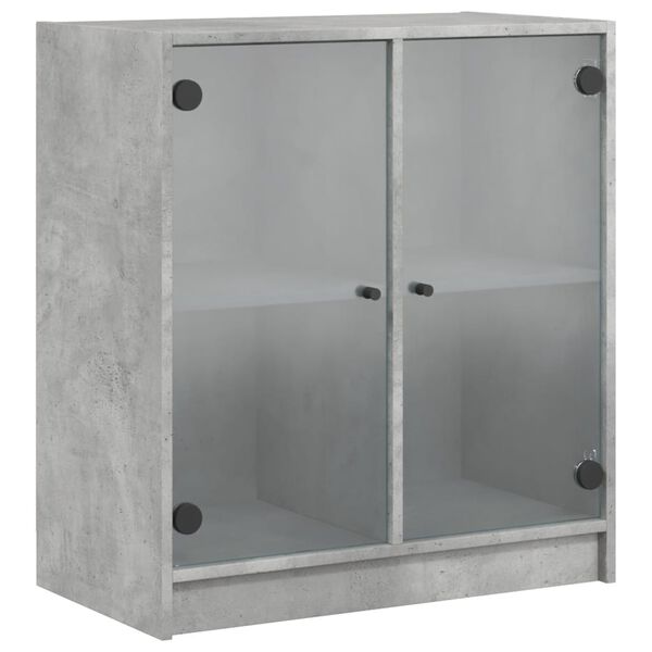 vidaXL Side Cabinet with Glass Doors Concrete Grey 68x37x75.5 cm