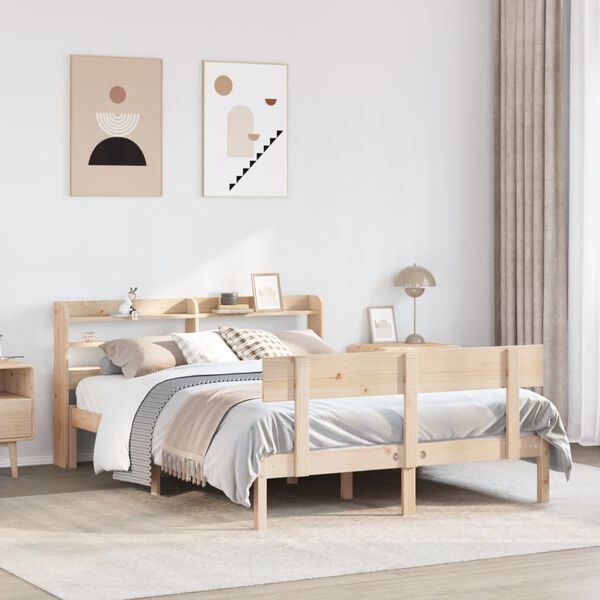 vidaXL Bed Frame without Mattress 135x190 cm Double Solid Wood Pine