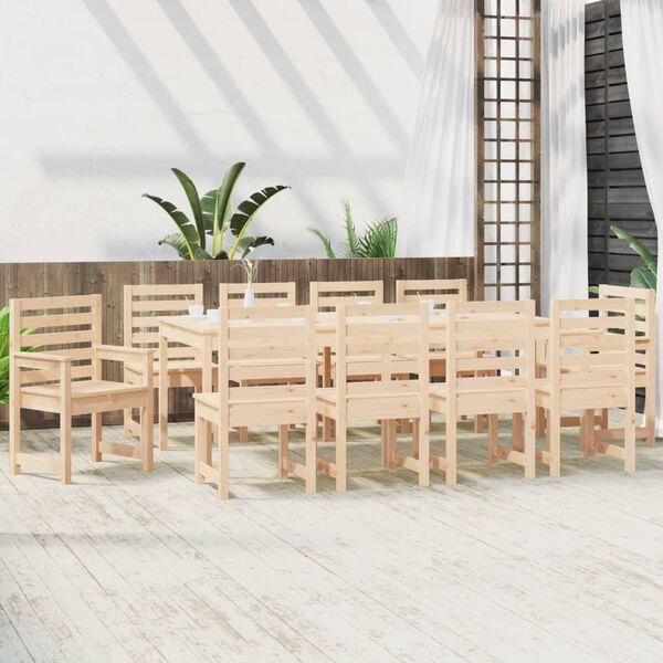 vidaXL 11 Piece Garden Dining Set Solid Wood Pine