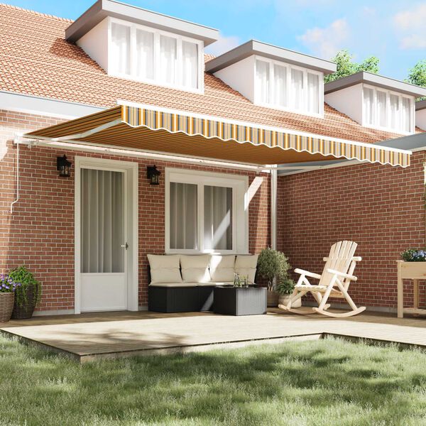 vidaXL Retractable Awning Retractable Manual Multicolour 450 x 300 cm