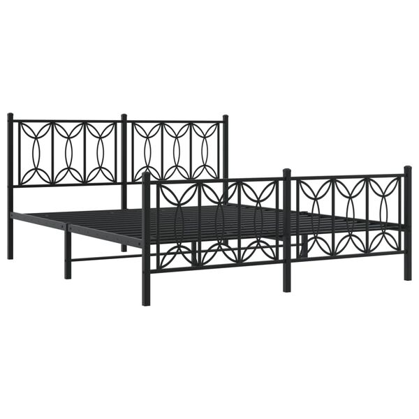 vidaXL Metal Bed Frame without Mattress with Footboard Black 150x200cm