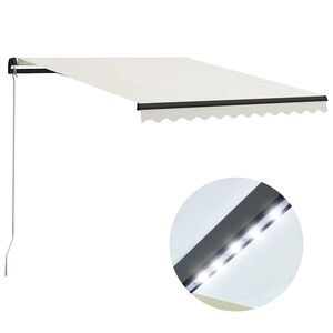 vidaXL Manual Retractable Awning with LED 300x250 cm Cream