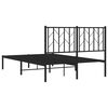 vidaXL Metal Bed Frame without Mattress with Headboard Black 120x190cm