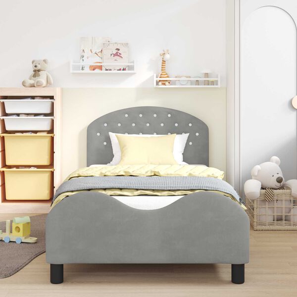 vidaXL Children's Bed Frame with Headboard Light Grey 90 x 200 cm