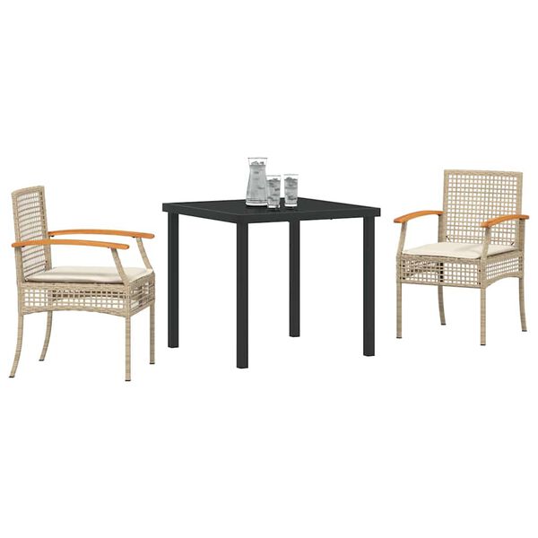 vidaXL Garden Dining Set 3 pcs Beige Poly Rattan