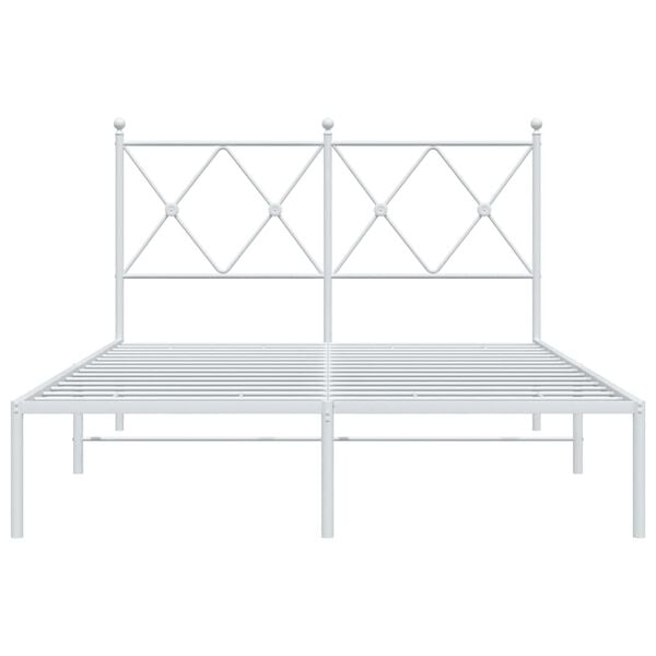 vidaXL Metal Bed Frame without Mattress with Headboard White 120x200cm